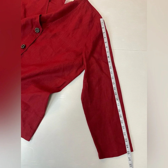 Neiman Marcus Exclusive Maroon 100% Linen Tunic Button Front Blouse Size 1X - Picture 9 of 10